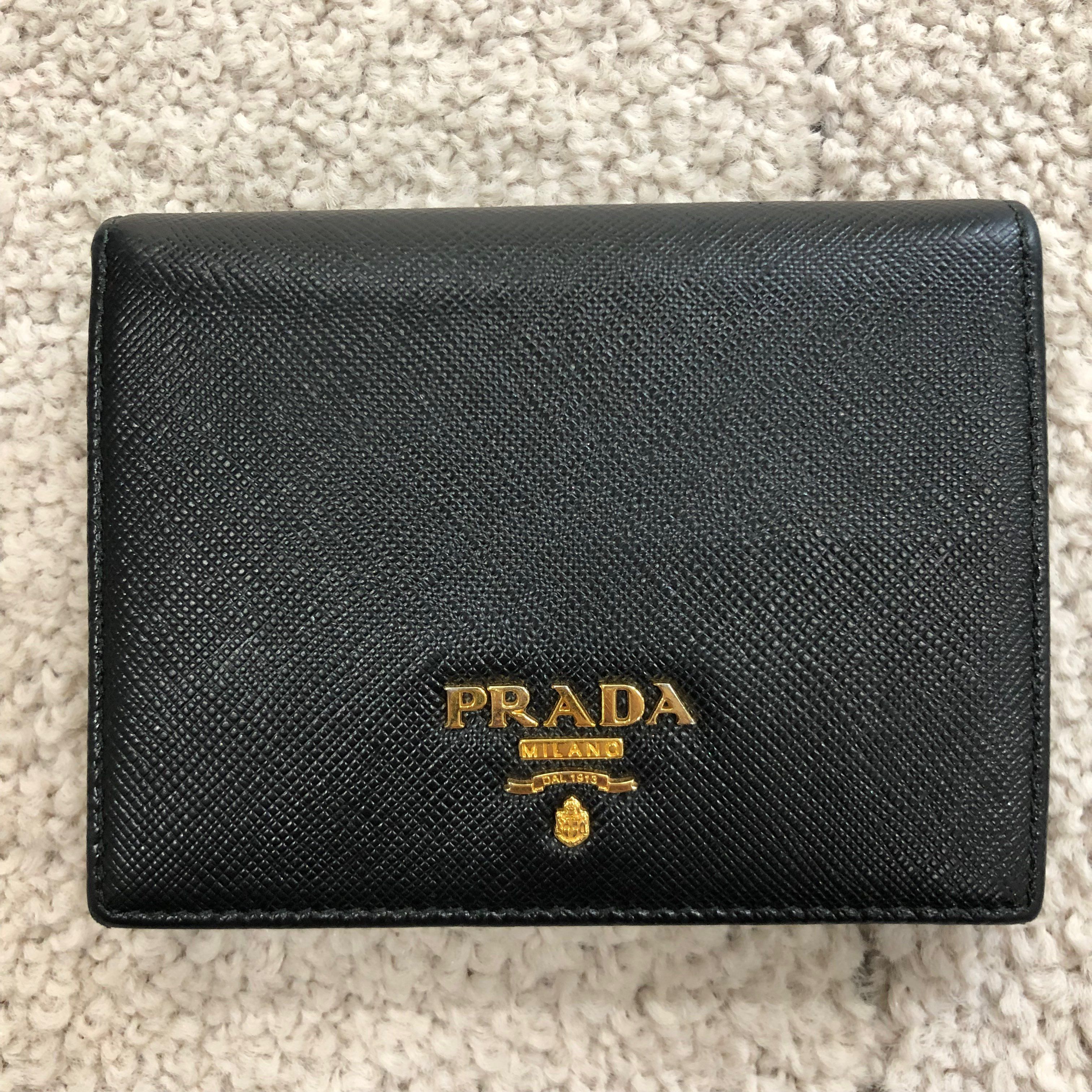 PRADA Small Saffiano Leather Wallet "Black/Pink"
