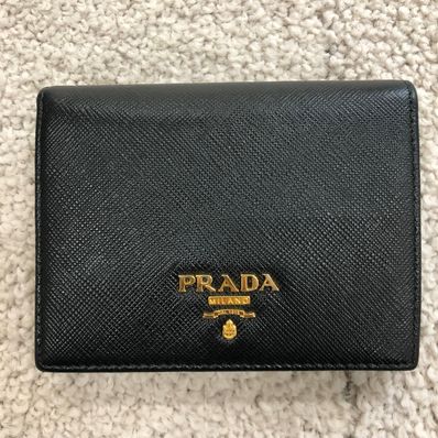 PRADA Small Saffiano Leather Wallet "Black/Pink"