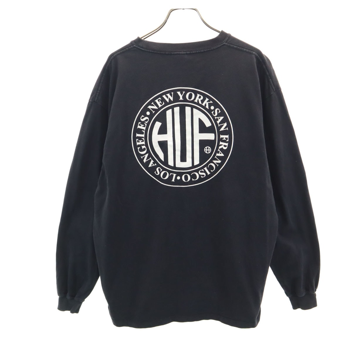 HUF ハフ バックロゴ 長袖 Tシャツ L ブラック ロンT