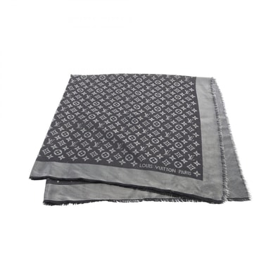 ルイ・ヴィトン LOUIS VUITTON モノグラム ショール 衣料品 シルク ウール グレー レディース ブラック系 / グレー系 【中古】
