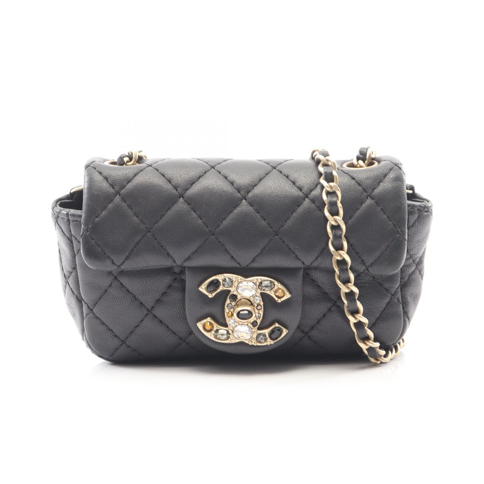 シャネル CHANEL マトラッセ ミニ ショルダーバッグ バッグ ラムスキン(羊革) レディース ブラック系 【中古】