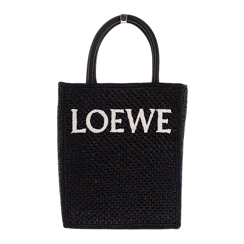 ロエベ LOEWE スタンダード A5 トート A563S30X09 2WAYバッグ ラフィア レザー ブラック ゴールド金具 レディース【中古】【Aランク】