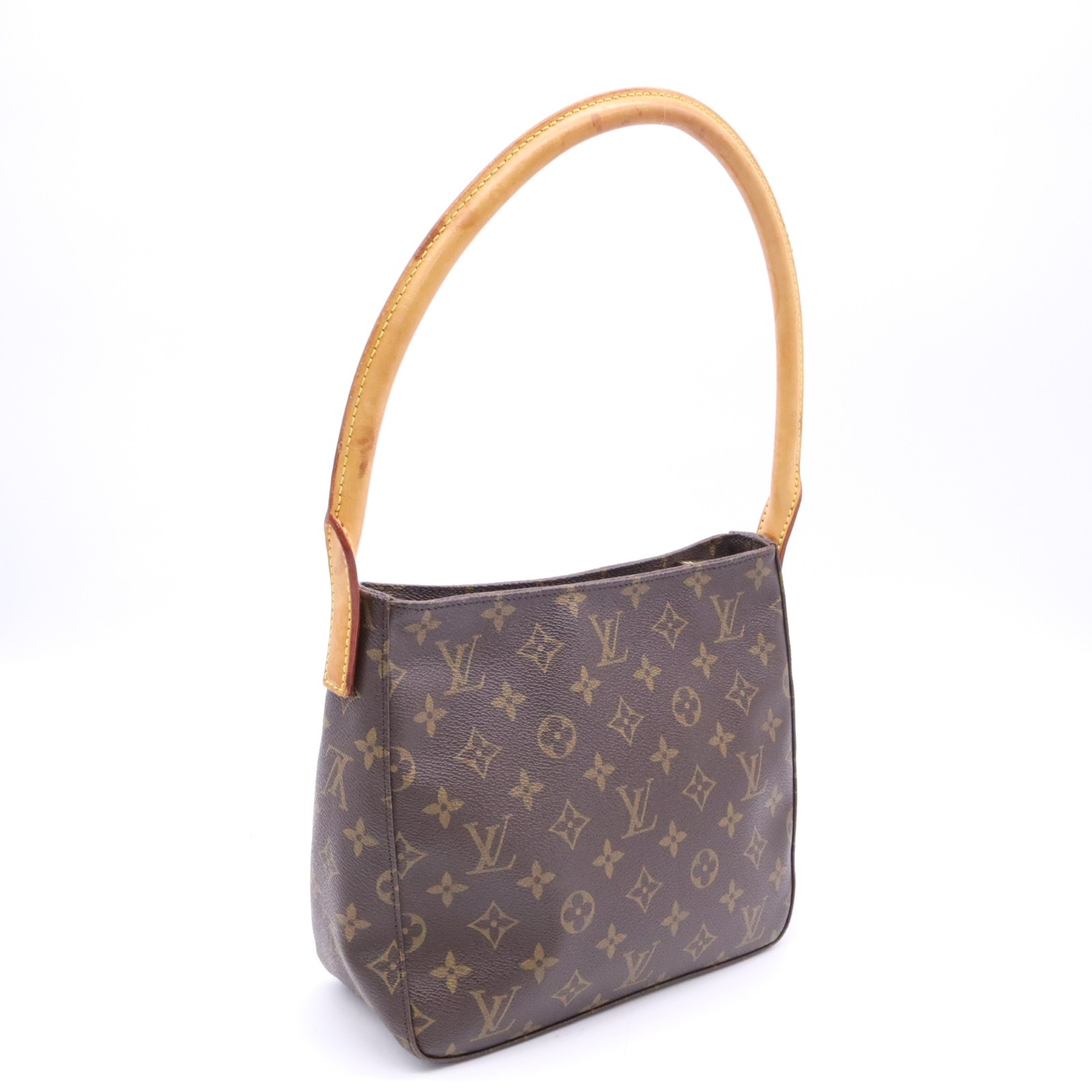 LOUIS VUITTON ルイ・ヴィトン モノグラム ルーピングMM M51146 ハンドバッグ ブラウン ベージュ コーティングキャンバス レザー レディース