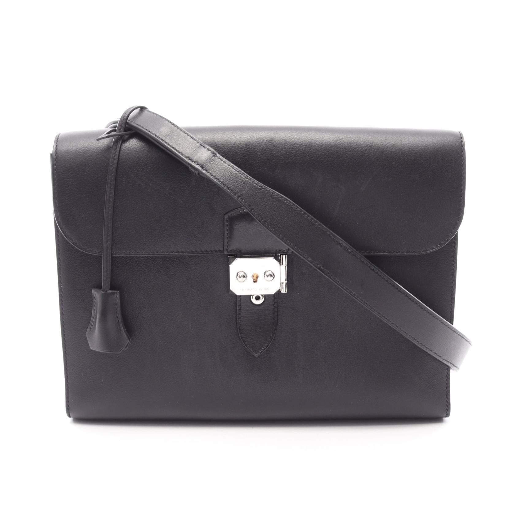 エルメス HERMES サックアデペッシュ29 ショルダーバッグ バッグ レザー エバーグレイン Z刻印(2021年製造) メンズ ブラック系 【中古】
