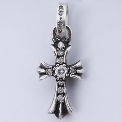 Chrome Hearts Cross Baby Fat Charm Pave Diamond "Silver"