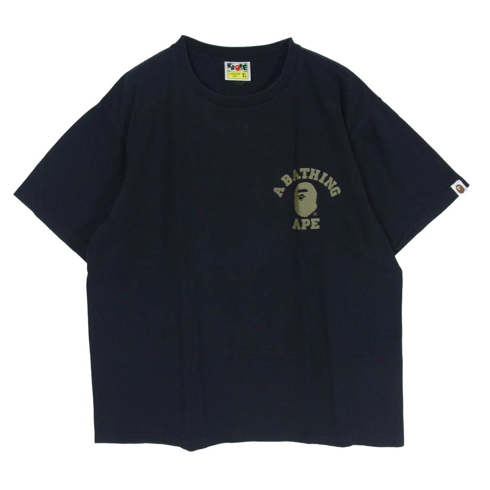 A BATHING APE アベイシングエイプ Tシャツ カモ ロゴプリント 半袖 Tシャツ カットソー ブラック系 XL【中古】