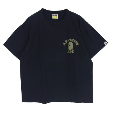 A BATHING APE アベイシングエイプ Tシャツ カモ ロゴプリント 半袖 Tシャツ カットソー ブラック系 XL【中古】
