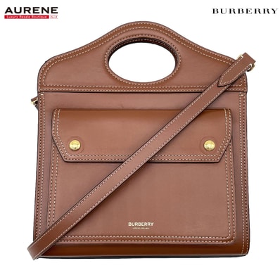 BURBERRY バーバリー ミニ ポケットバッグ 2WAY ショルダーバッグ
8014776 レザー ブラウン レディース
【中古】