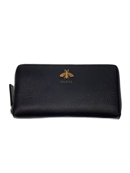 GUCCI Animalier Leather Zip Around Wallet