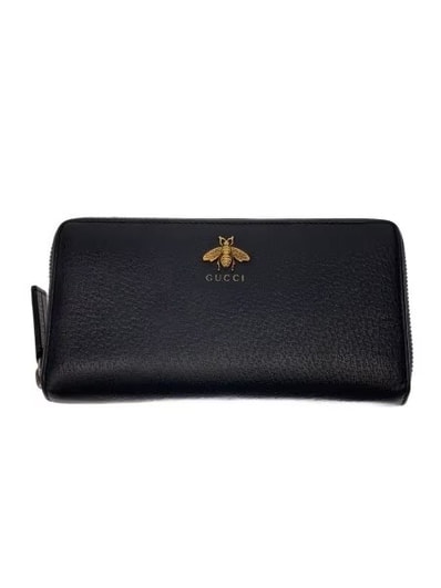 GUCCI Animalier Leather Zip Around Wallet