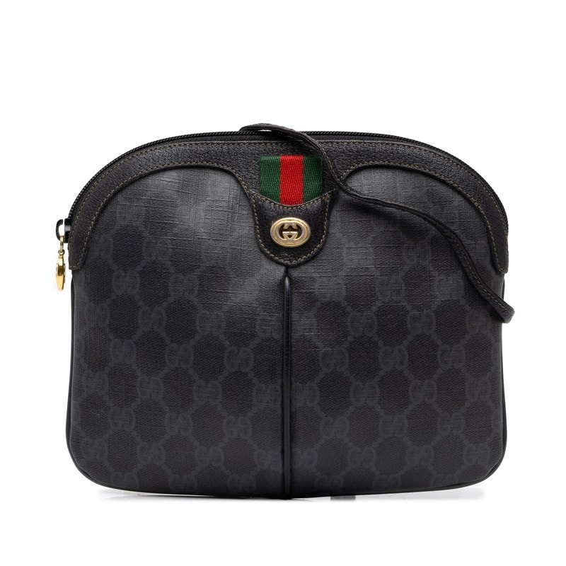 グッチ オールドグッチ GGスプリーム 斜め掛け ショルダーバッグ 904.02.047 グレー PVC レザー レディース GUCCI 中古