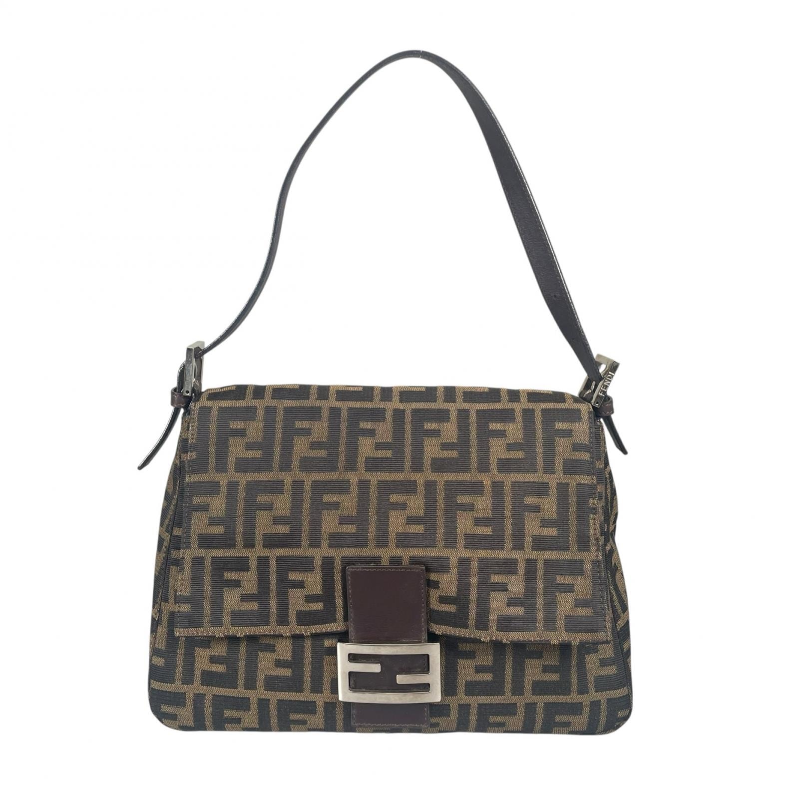 FENDI フェンディ マンマバケット ハンドバッグ キャンバス/レザー ブラウン レディース【中古】