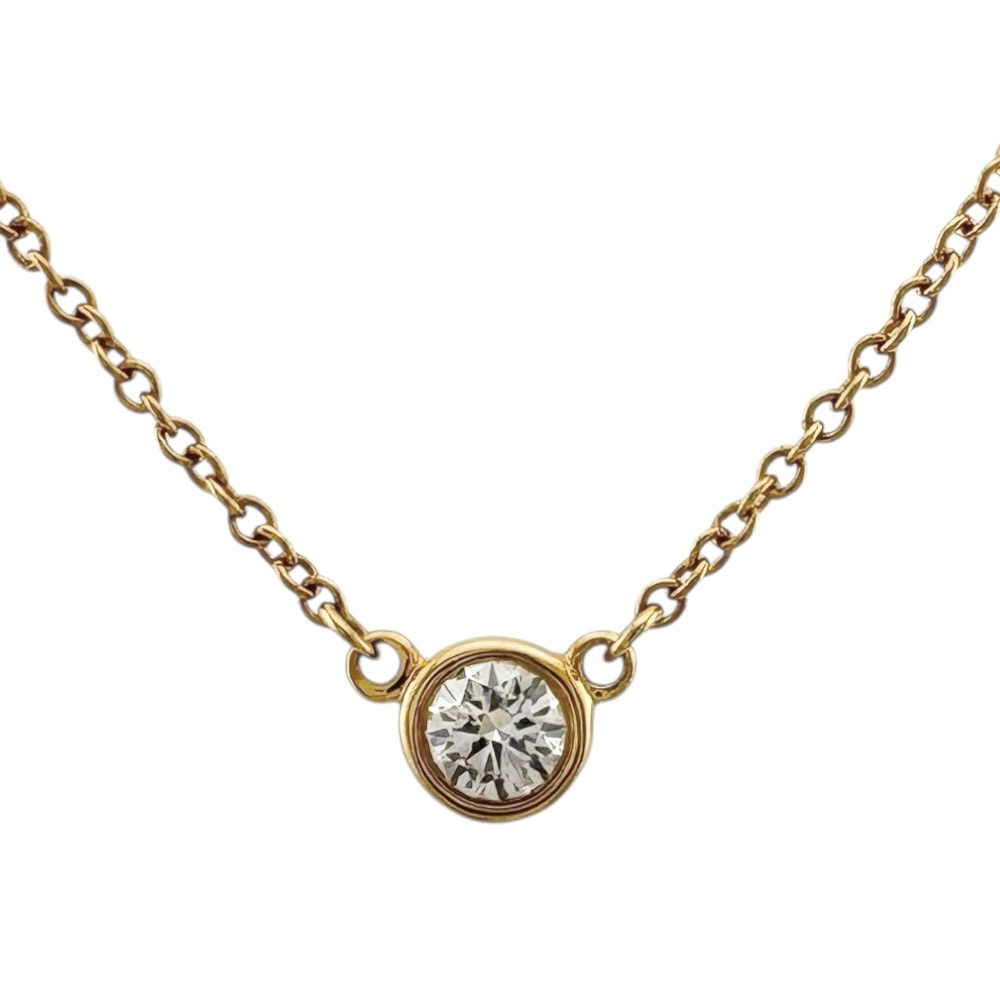 ティファニー バイザヤード 約0.12ct ネックレス 18金 K18イエローゴールド ダイヤモンド レディース TIFFANY&Co.  中古