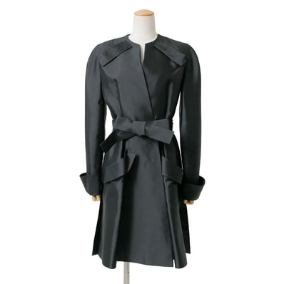 Christian Dior クリスチャンディオール コート サイズ38(F) 総シルク ベルテッドコート フランス製 ブランド古着【中古】RA9847