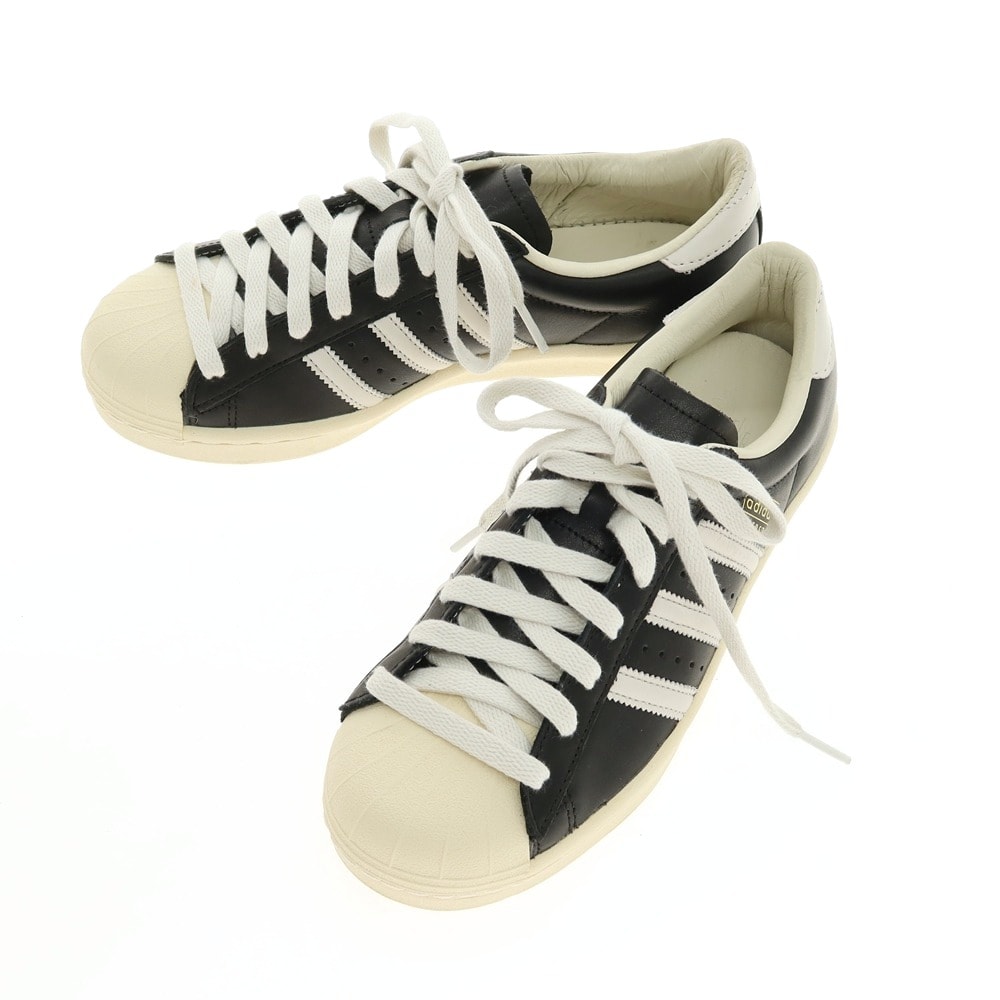 【中古】アディダス adidas Superstar Vintage レザー スニーカー ブラックxホワイト【サイズ23.5】【レディース】