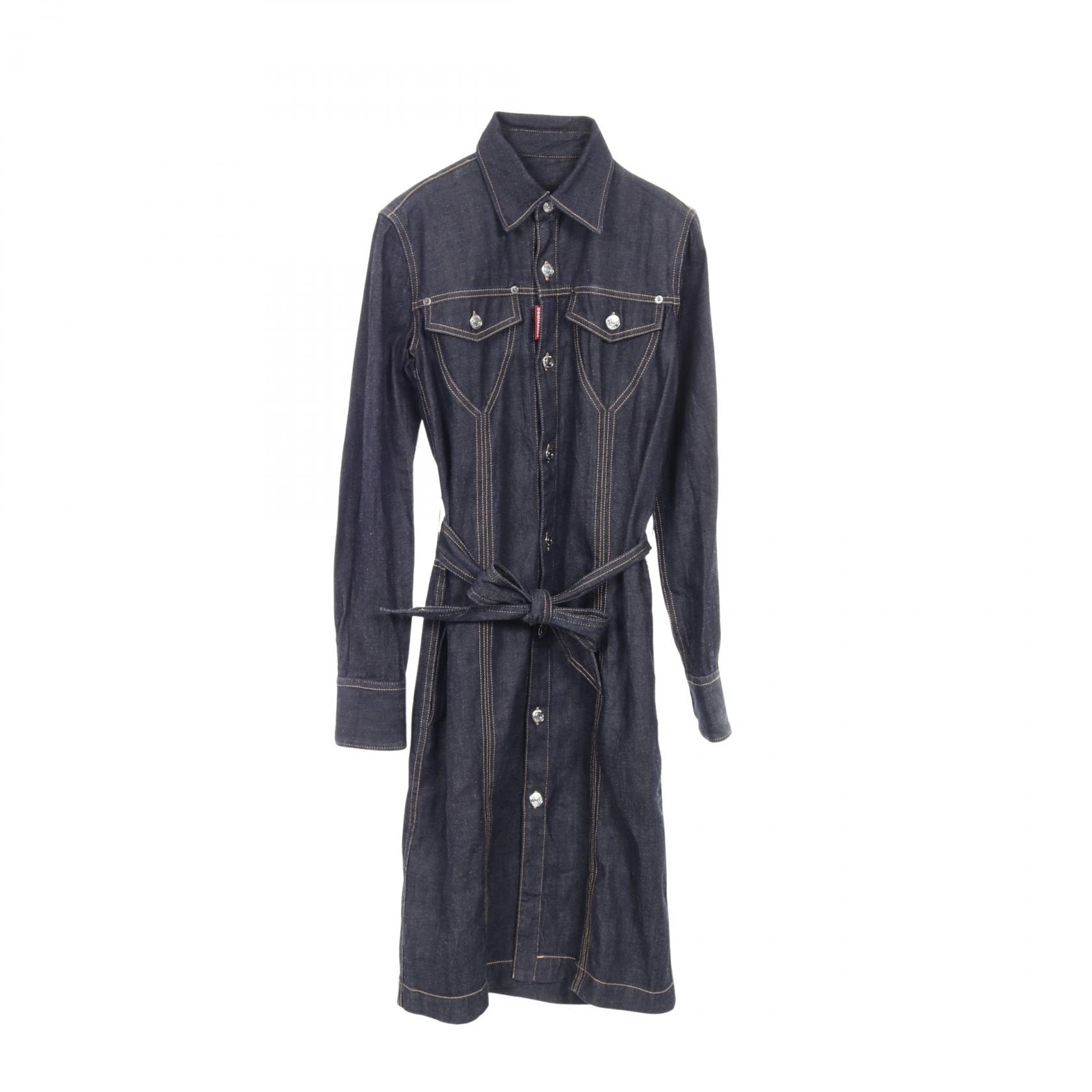 ディースクエアード DSQUARED2 デニム ワンピース 衣料品 トップス コットン ヘンプ レディース ネイビー系 【中古】