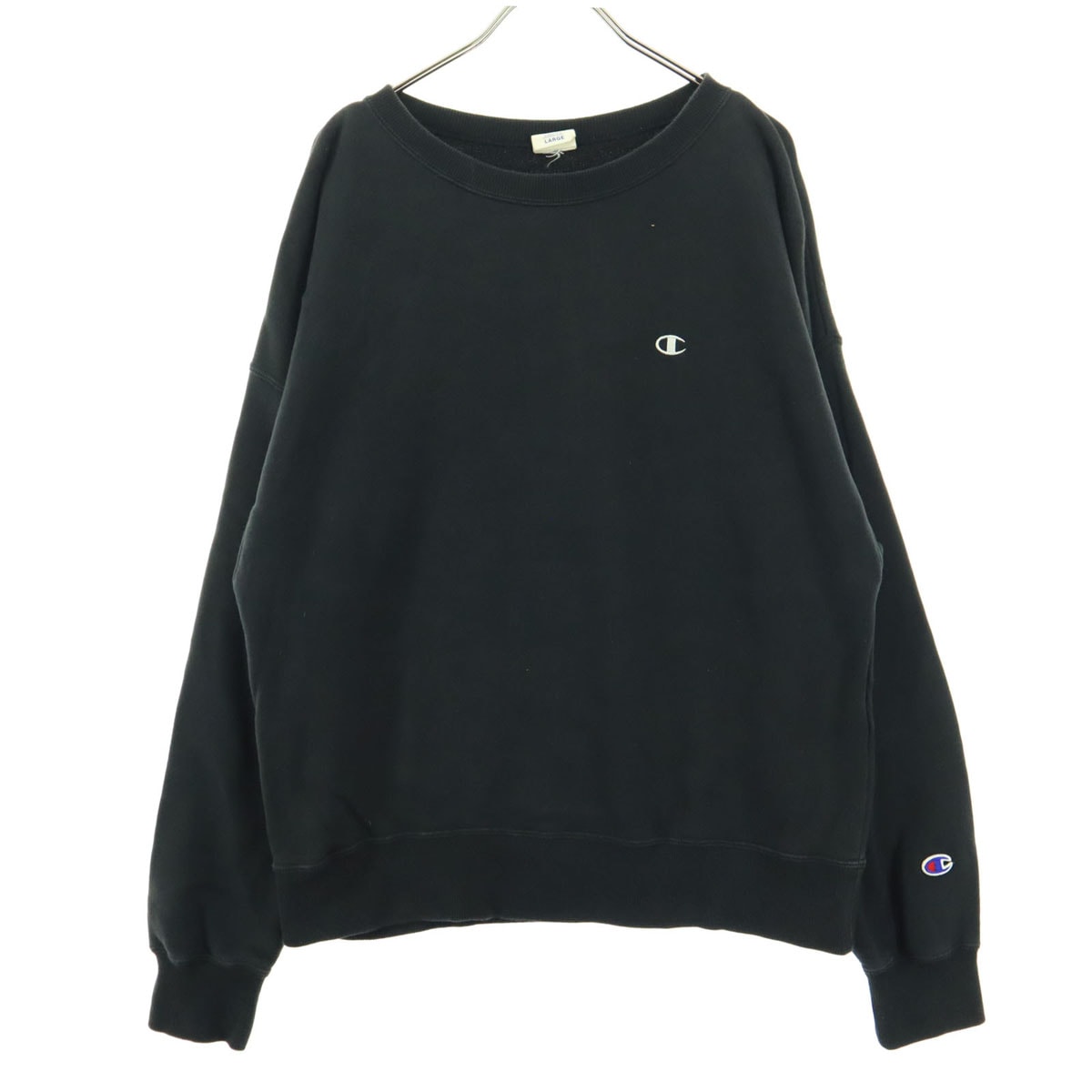 Champion チャンピオン ワンポイントロゴ 長袖 スウェット L ブラック
