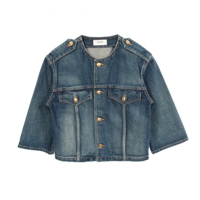 セリーヌ CELINE トリオンフボタン デニムジャケット 衣料品 アウター コットン レディース ネイビー系 2Q468365M 【中古】