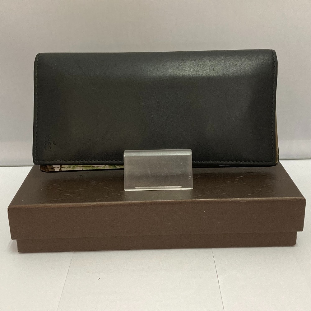 □□GUCCI グッチ 二つ折り長財布 16SS ブルームス 408811 ブラック