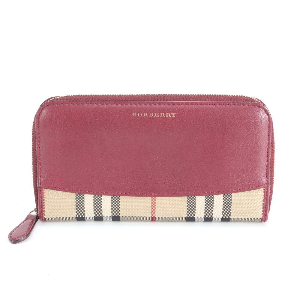 ■美品 バーバリー ノバ チェック長財布 レザー×キャンバス