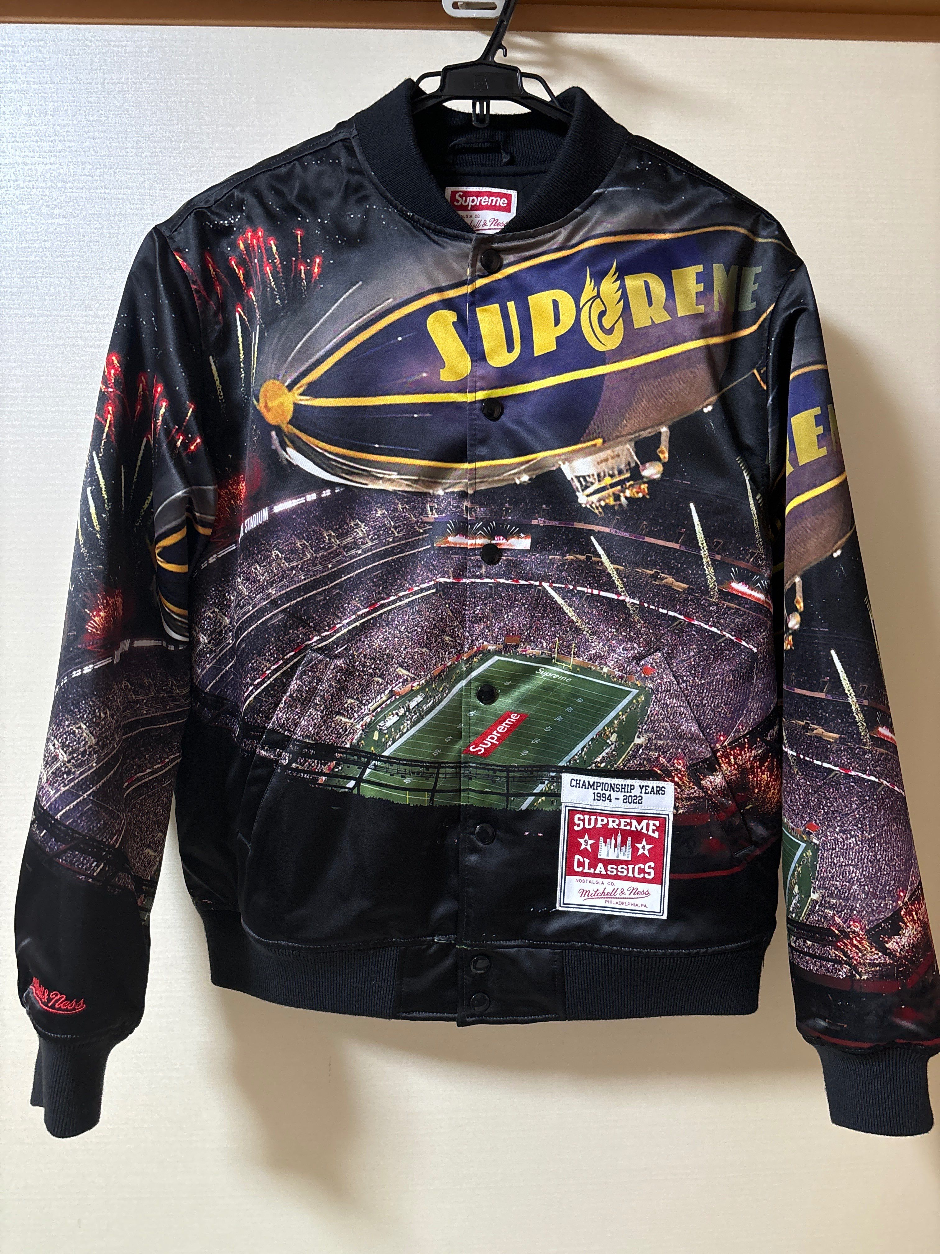 Supreme / Mitchell & Ness Stadium Satin Varsity Jacket "Black"