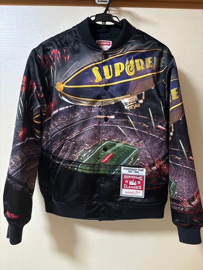 Supreme / Mitchell & Ness Stadium Satin Varsity Jacket "Black"