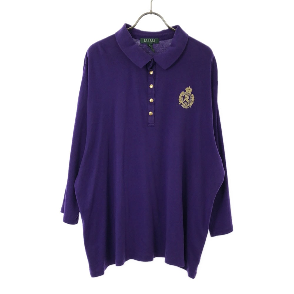 LAUREN RALPH LAUREN ローレンラルフローレン 7分袖 ポロシャツ 3X パープル ビッグサイズ ハーフボタン