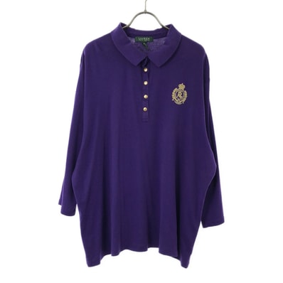 LAUREN RALPH LAUREN ローレンラルフローレン 7分袖 ポロシャツ 3X パープル ビッグサイズ ハーフボタン
