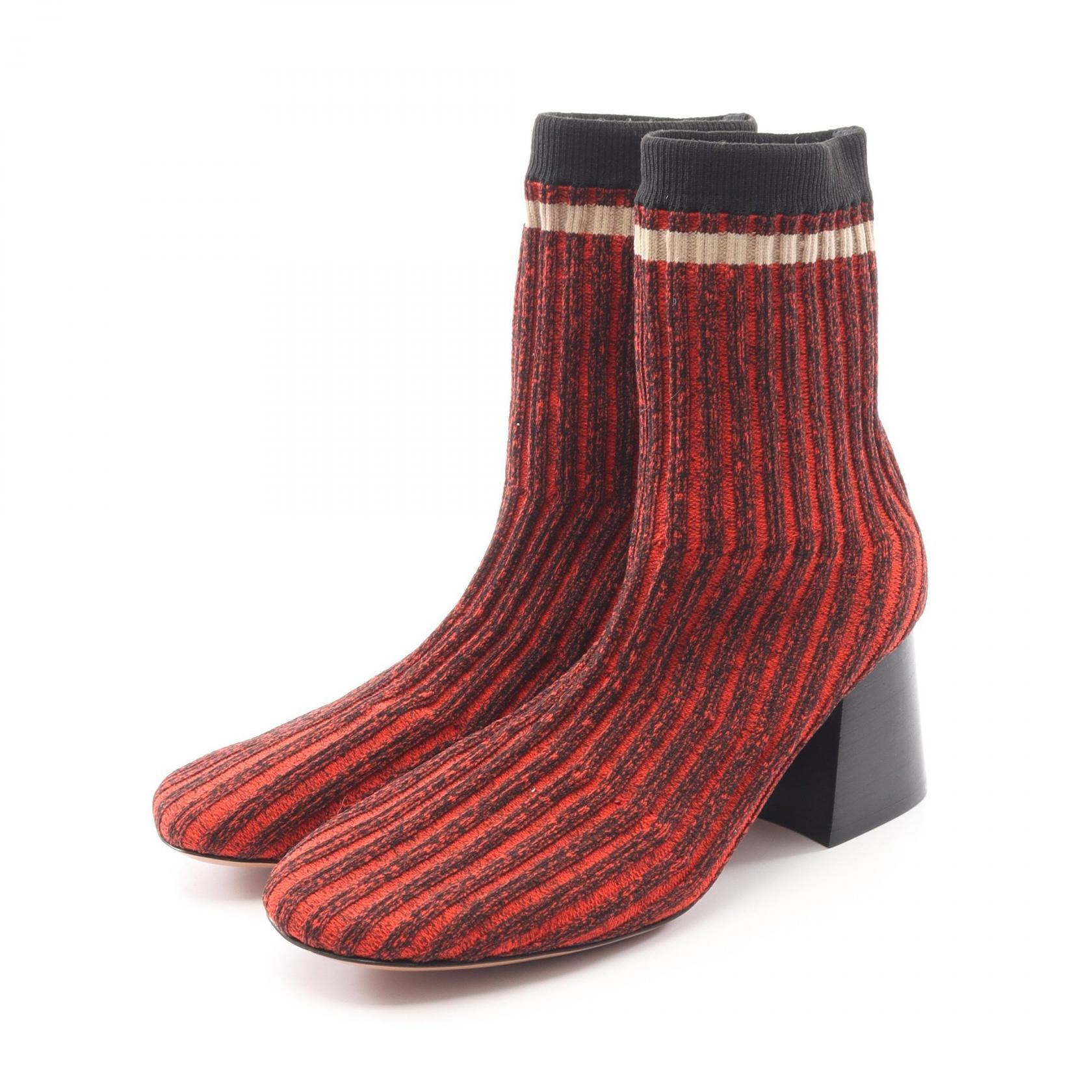 セリーヌ CELINE バレリーナ ソックス アンクル ブーツ 靴 ファブリック レディース レッド系 / ブラック系 / ベージュ系 【中古】