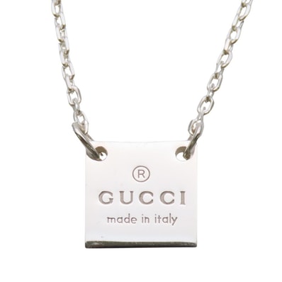 【中古】 グッチ ネックレス スクエアプレート シルバー925 約5.8g シルバー アクセサリー レディース 女性 GUCCI
