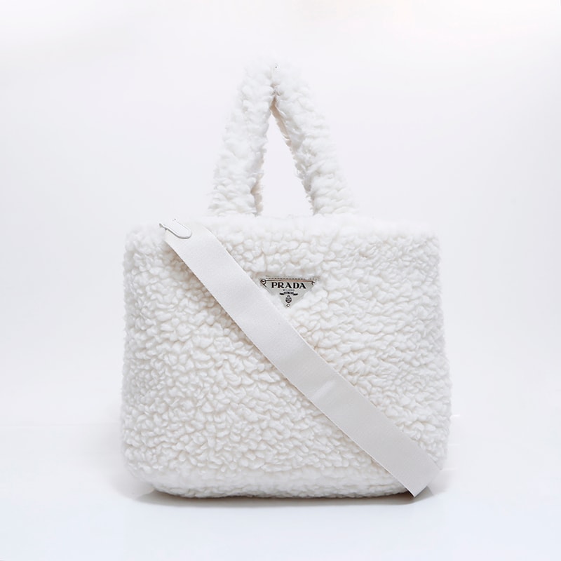 プラダ PRADA 三角ロゴ ウール ハンドバッグ【中古】