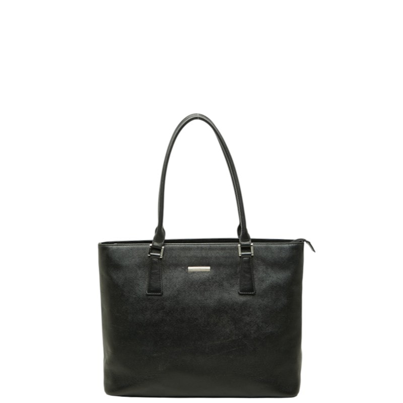 バーバリー ロゴプレート トートバッグ ショルダーバッグ ブラック レザー レディース BURBERRY 【中古】