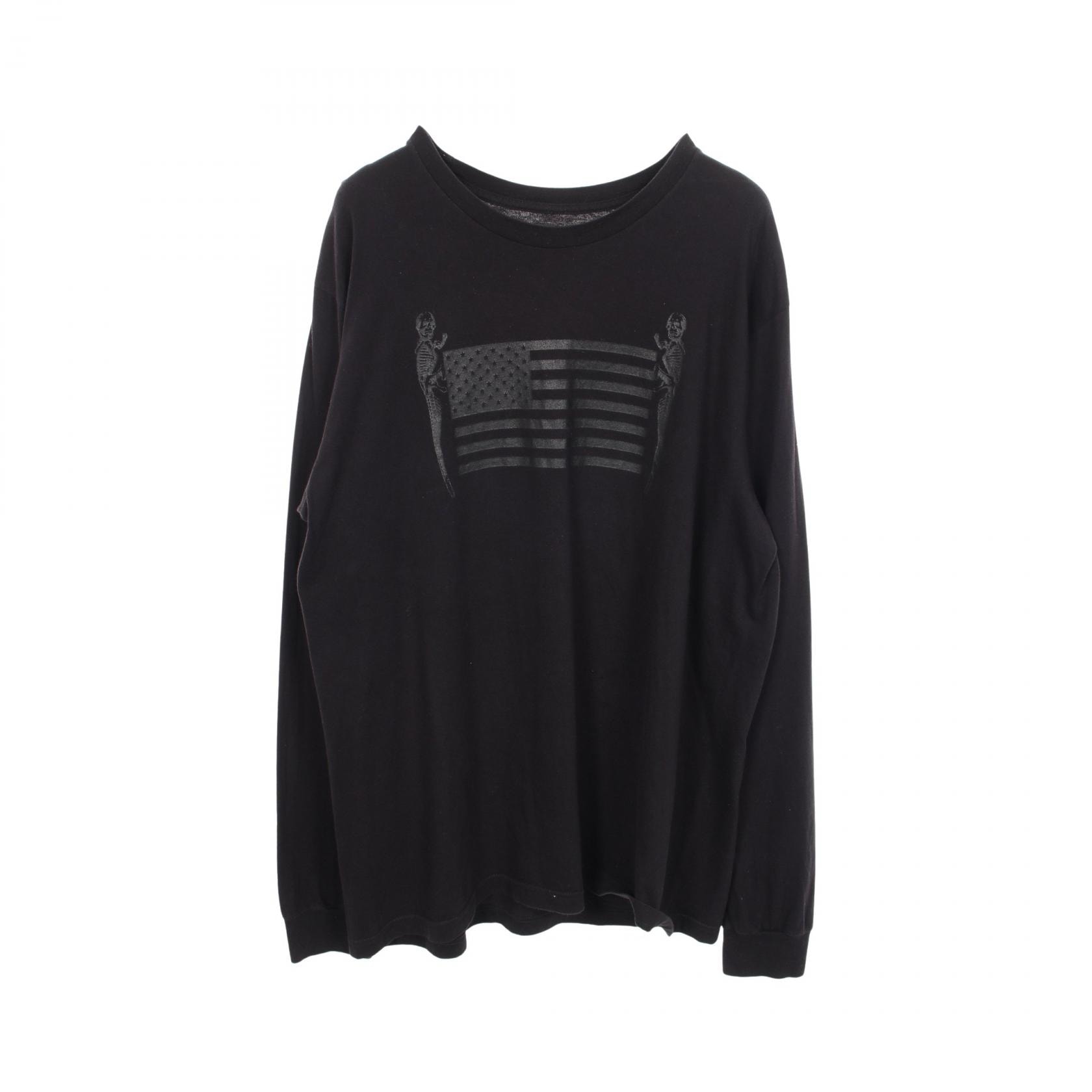 Chrome Hearts CH L/S /2 Fotia Melican Flag Print L/S Cut Saw "Black"