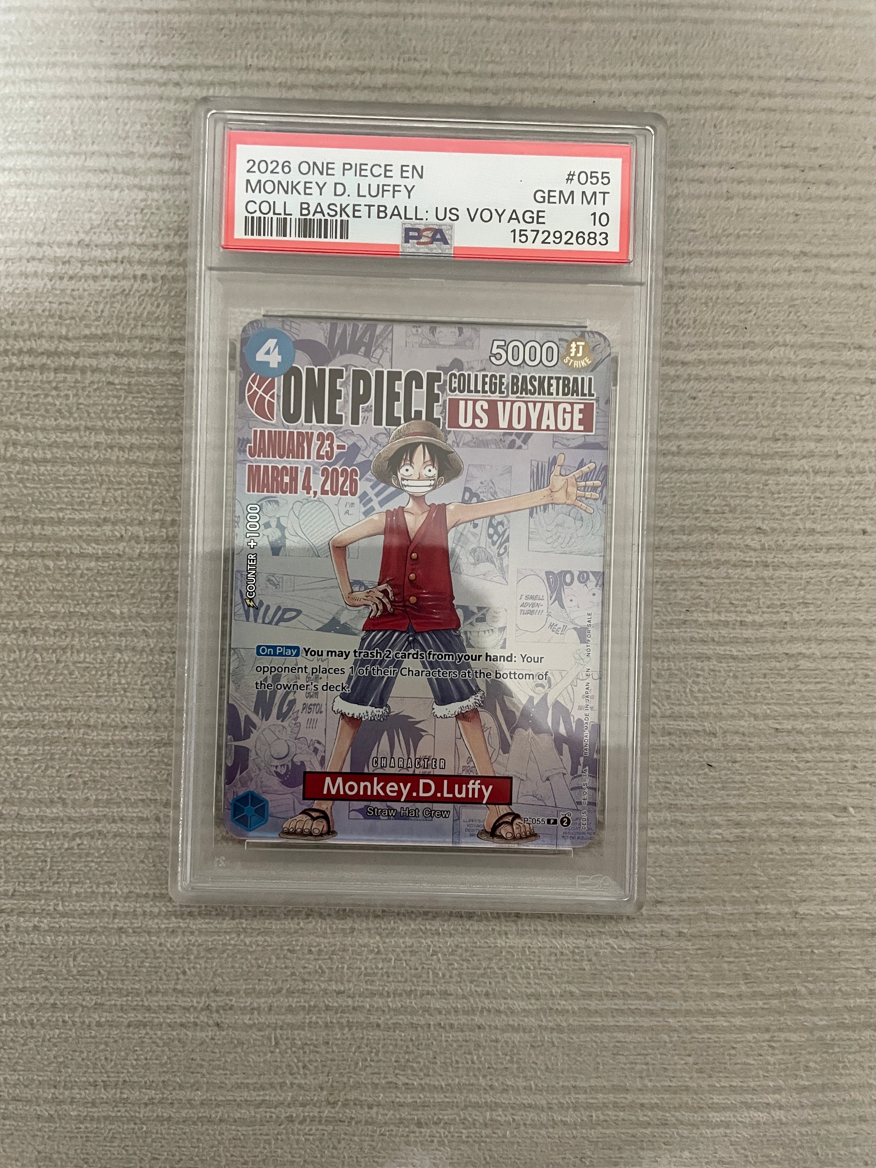 モンキー・D・ルフィ:P (開封済) [P-055]【英語版】(プロモーションカード「ワンピース カレッジ バスケットボール:USボヤージュ」)