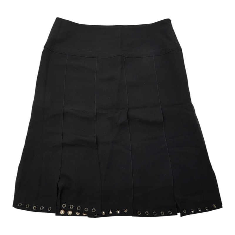 ヴァレンティノ ハトメ プリーツ スカート サイズ40/4 ブラック シルク レディース VALENTINO 【中古】