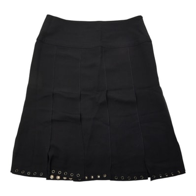 ヴァレンティノ ハトメ プリーツ スカート サイズ40/4 ブラック シルク レディース VALENTINO 【中古】