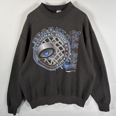 古着 90's/90年代 フルーツオブザルーム FRUIT OF THE LOOM スウェット トロントメープルリーフス NHL トレーナー XL ダークグレー メンズ