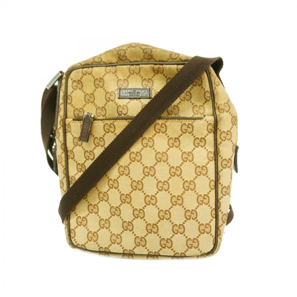 ★SALE【6ce6474-k】グッチ ショルダーバッグ GGキャンバス 03136 キャンバス ベージュ シルバー金具【中古】レディース
