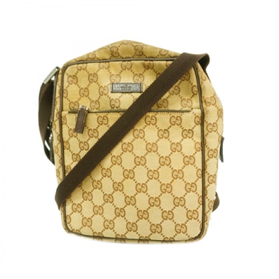 ★SALE【6ce6474-k】グッチ ショルダーバッグ GGキャンバス 03136 キャンバス ベージュ シルバー金具【中古】レディース