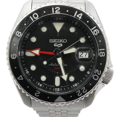 SEIKO セイコー 時計 4R34-00A0 GMT 5スポーツ 自動巻き 腕時計 ウォッチ シルバー系 ブラック系【中古】