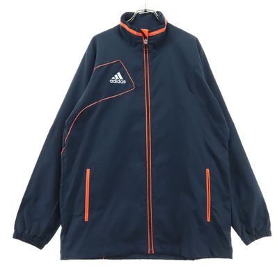 adidas アディダス ロゴ刺繍 長袖 ナイロンジャケット O ブラック