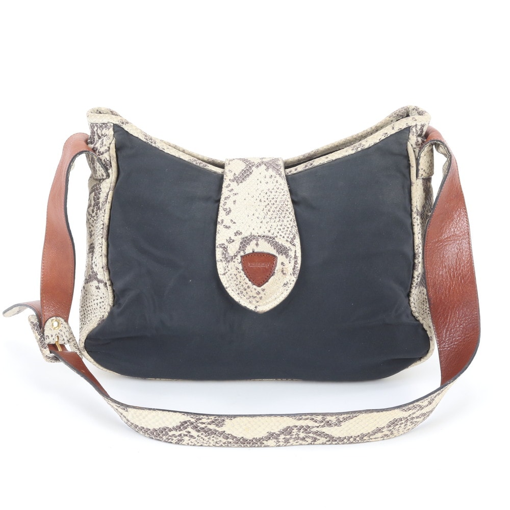 バリー パイソン エンボス加工ショルダーバッグ レザー