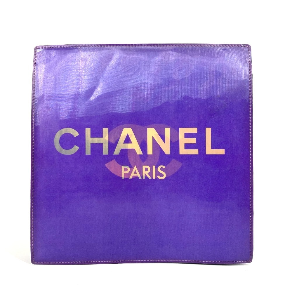 シャネル CHANEL CC ココマーク ロゴ ホログラム カバン チェーンバッグ 肩掛け Wチェーン ショルダーバッグ ビニール パープル