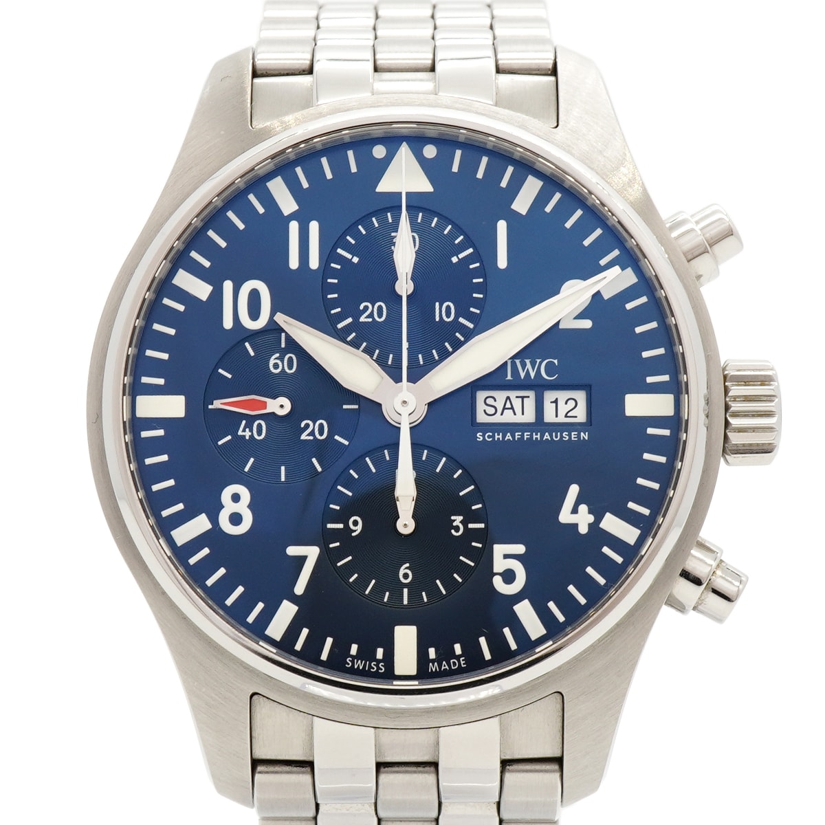 ★SALE【6wfc0221】IWC アイダブリューシー シャフハウゼン パイロットウォッチ プティ プランス IW377717 青文字盤【中古】腕時計 メンズ