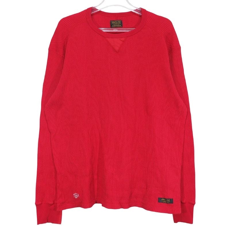 NEIGHBORHOOD ネイバーフッド 12AW WAFFLE.TP-3/C-CREW.LS 122ATNH-CSM05 ワッフル コットン クルーネック ロングスリーブ Tシャツ レッド ロンT カットソー 長袖 サイズXL
