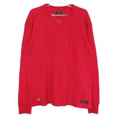 NEIGHBORHOOD ネイバーフッド 12AW WAFFLE.TP-3/C-CREW.LS 122ATNH-CSM05 ワッフル コットン クルーネック ロングスリーブ Tシャツ レッド ロンT カットソー 長袖 サイズXL
