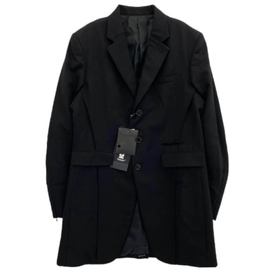 UNDERCOVER アンダーカバー ジャケット 23AW 6839 ハルキングウールツイル 袖ジップ ベストドッキング ロング ジャケット ブラック系 3【新古品】【未使用】【中古】