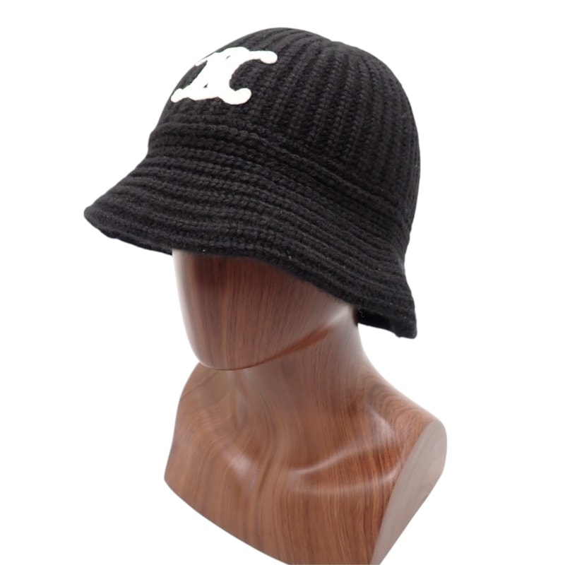 セリーヌ トリオンフ クロシェ バケットハット カシミヤ【中古】【ABランク】