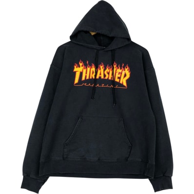 古着 スラッシャー THRASHER ファイヤーパターン スウェットプルオーバーパーカー メンズM相当/eaa629592