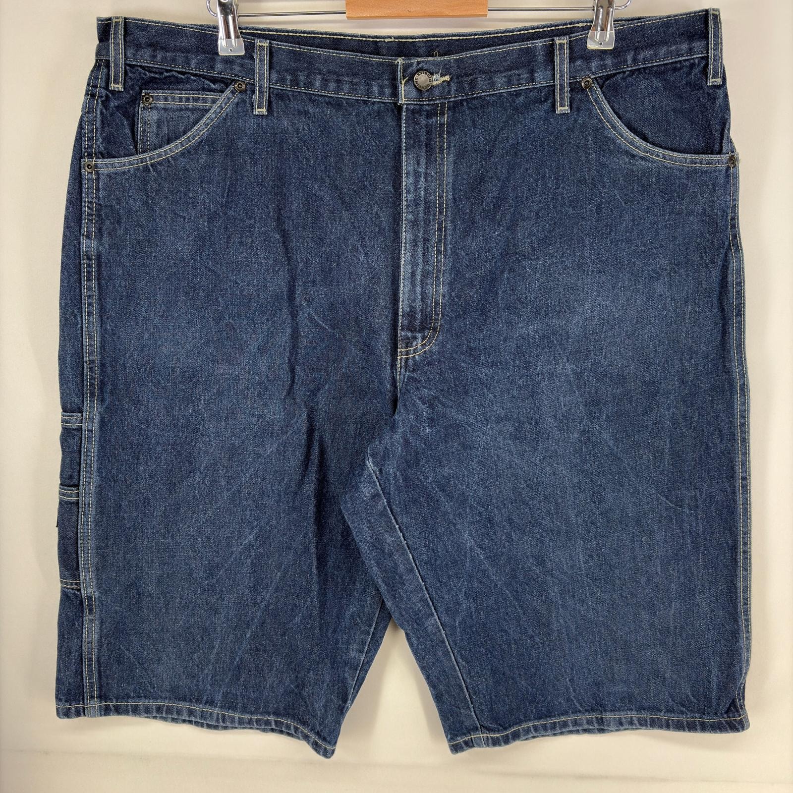古着 ディッキーズ Dickies パンツ ツールポケット ワンポイントロゴ ジッパー ハーフ ショート 大きいサイズ w42  ブルー系 メンズ